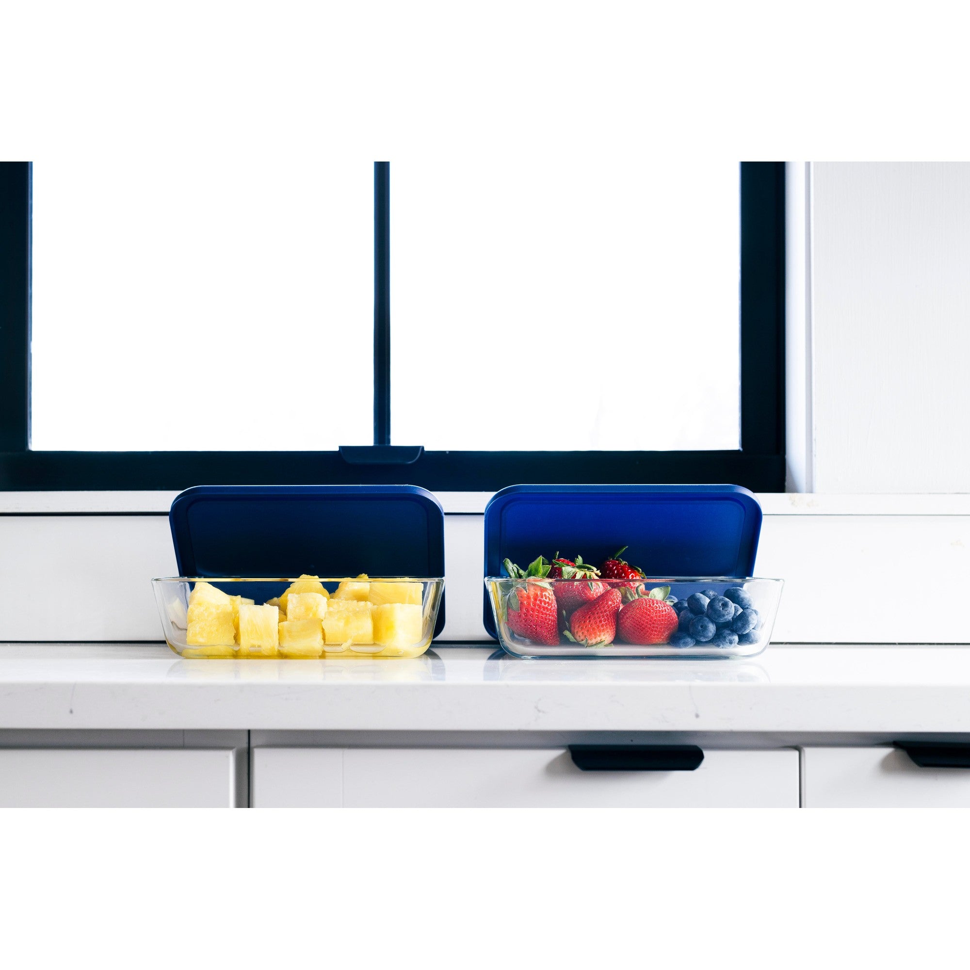 Glass Food Storage Containers - 4 Piece 6.55 Cup (2 Containers + 2 Lids) Rectangular Set – Dura Living
