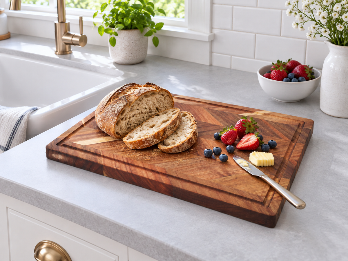 3 Piece Herringbone Acacia Wood Cutting Board Set