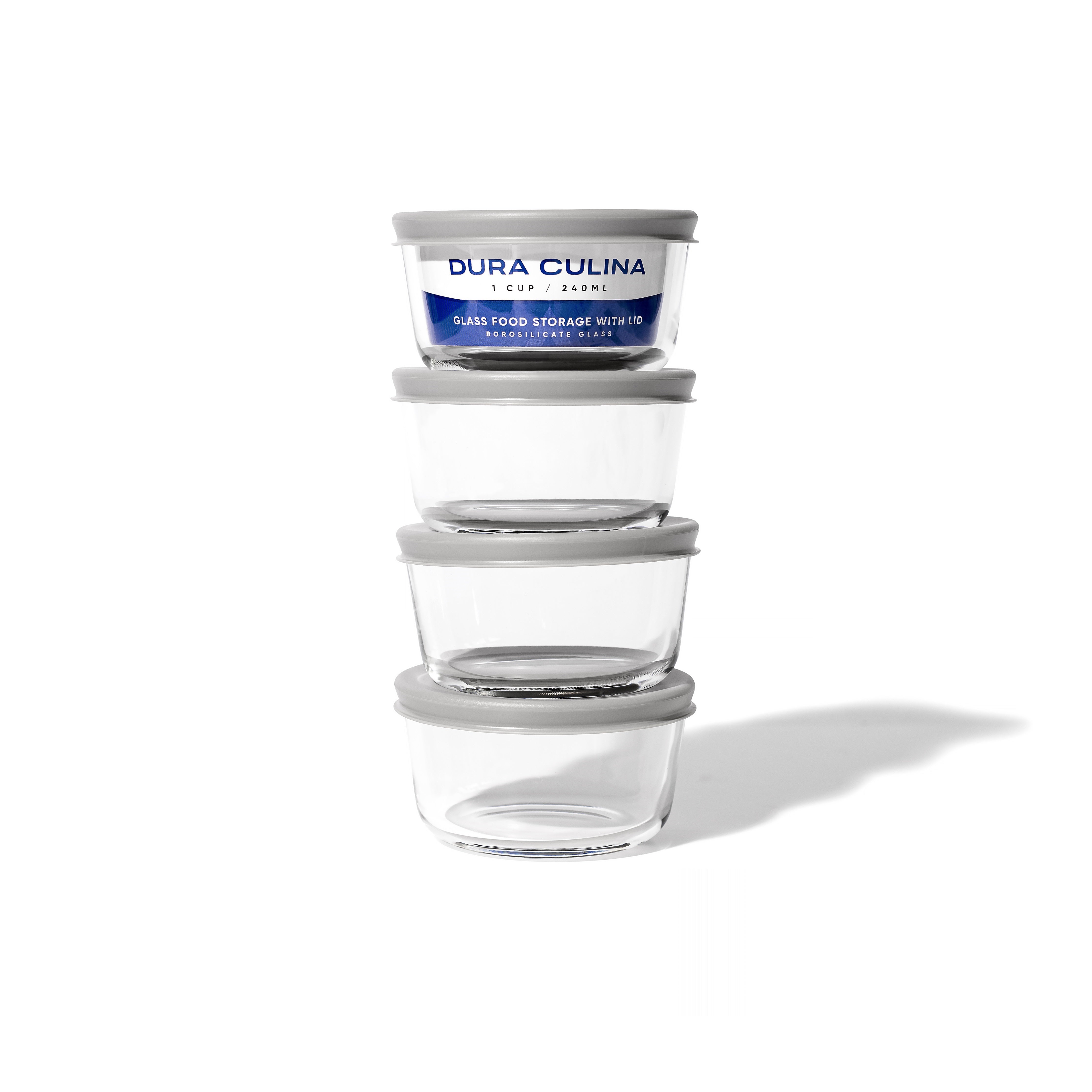 Glass Food Storage Containers - 8 Piece .7oz Set (4 Containers + 4 Lids)
