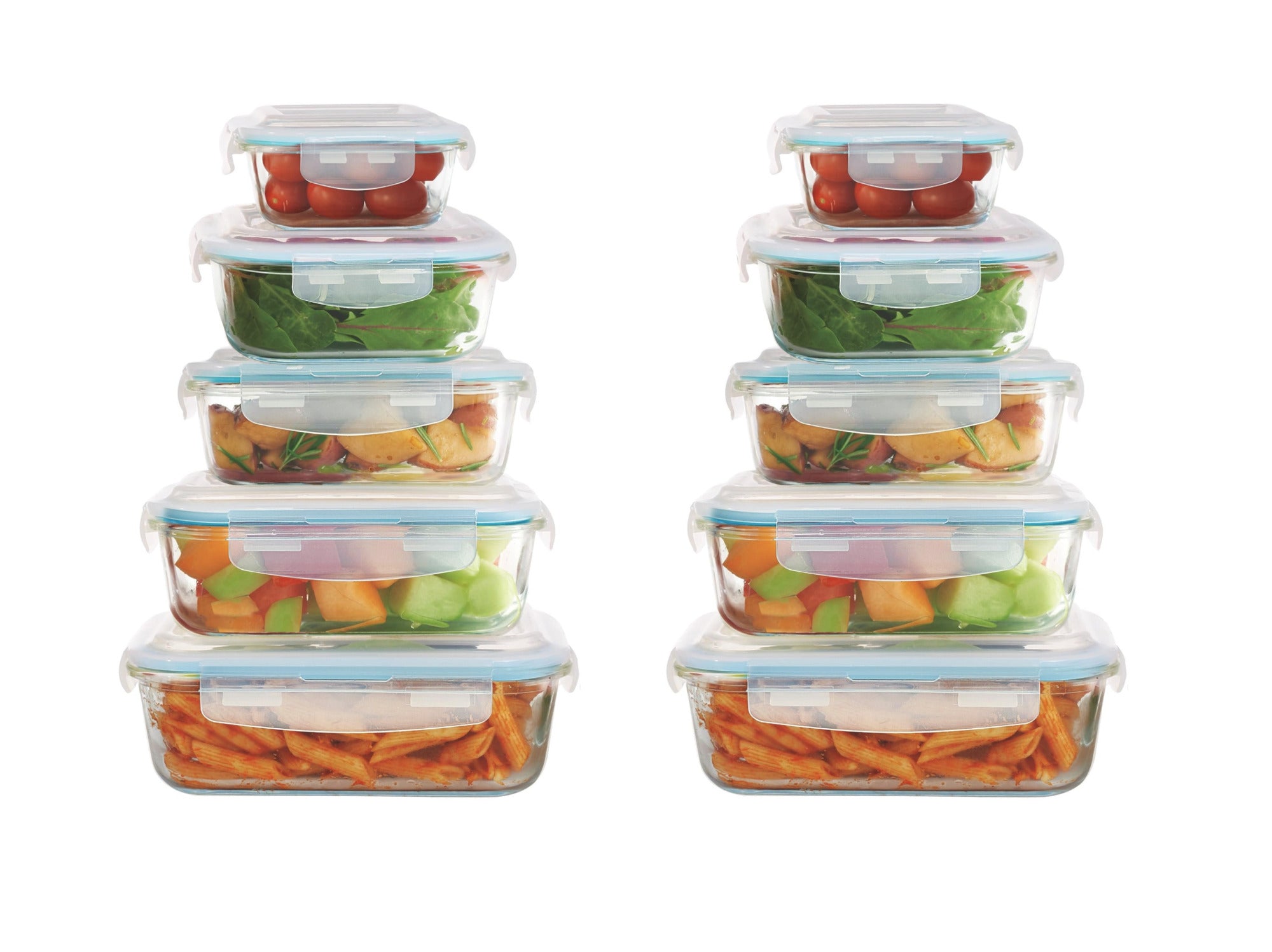 20-Piece Glass Food Storage Containers with Airtight Locking Lids (10 Containers + 10 Lids)