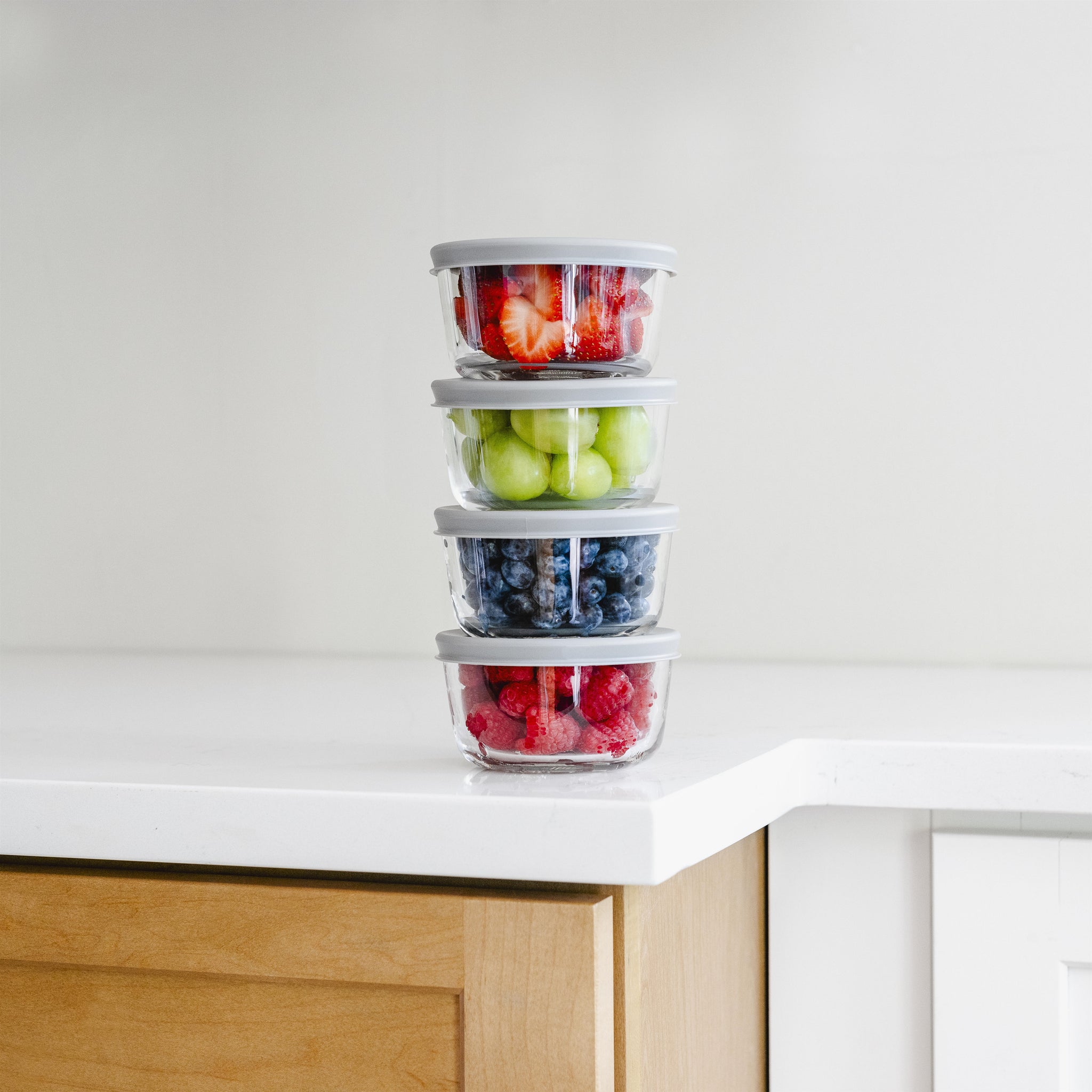 Glass Food Storage Containers - 8 Piece 1 Cup Set (4 Containers + 4 Lids)