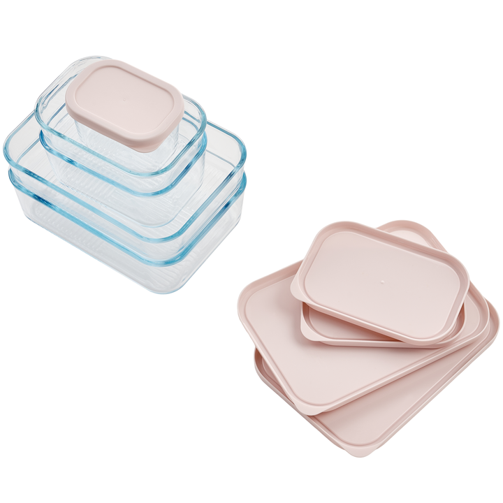 Container Culture 4-Piece Airtight Glass Food Storage Set with Lids, 40.57oz & 57.5oz Mixed Sizes - Berry Blush