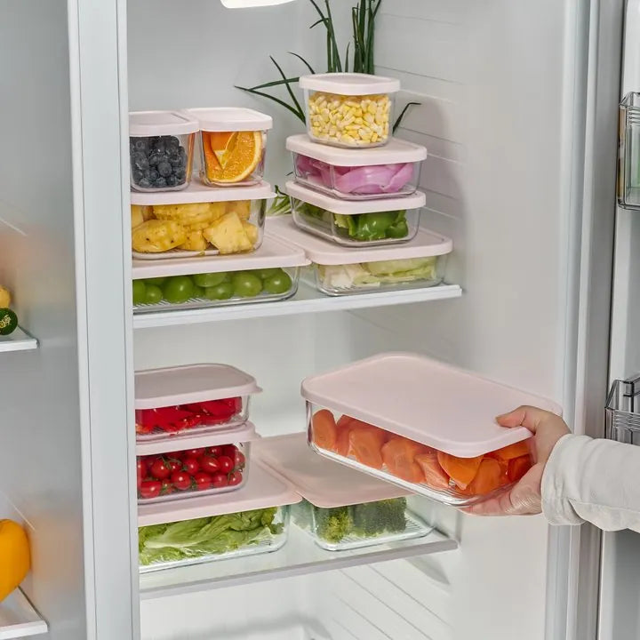 Container Culture 12-Piece Airtight Glass Food Storage Containers with Lids, 6 x 25.4oz - Berry Blush