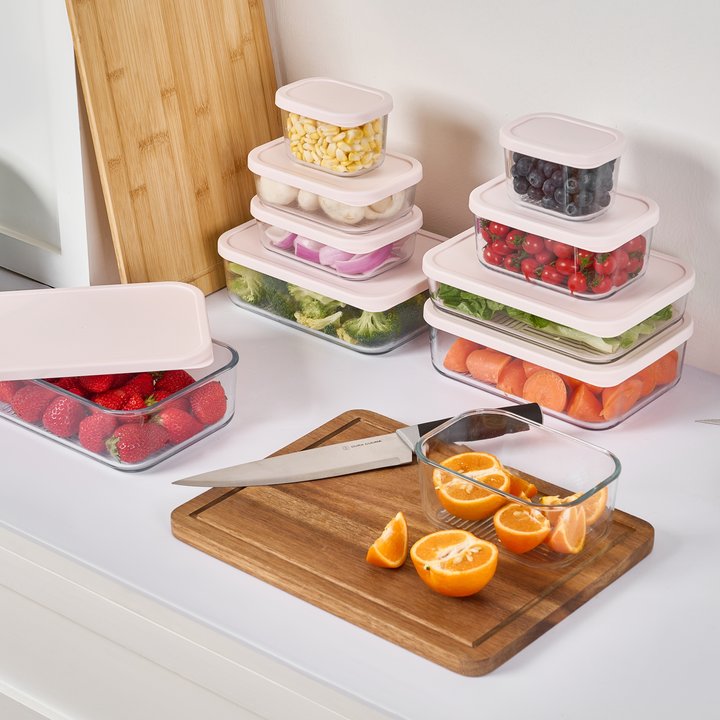 Container Culture 4-Piece Airtight Glass Food Storage Set with Lids, 40.57oz & 57.5oz Mixed Sizes - Berry Blush