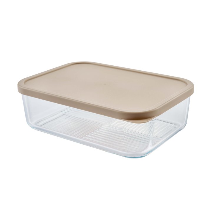 Container Culture 4-Piece Airtight Glass Food Storage Set with Lids, 40.57oz & 57.5oz Mixed Sizes - Cashew Cream