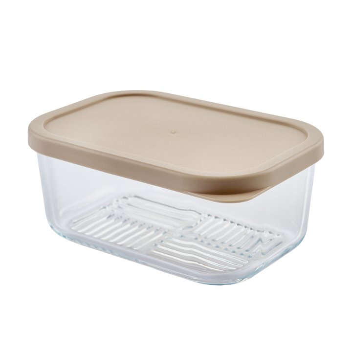 Container Culture 6-Piece Airtight Glass Food Storage Set with Lids, 25.35oz & 40.57oz Mixed Sizes - Cashew Cream