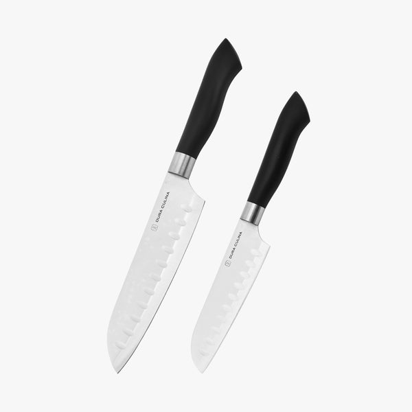 2-Pc Santoku Knife Set, Black | Matching Blade Guards – Dura Living