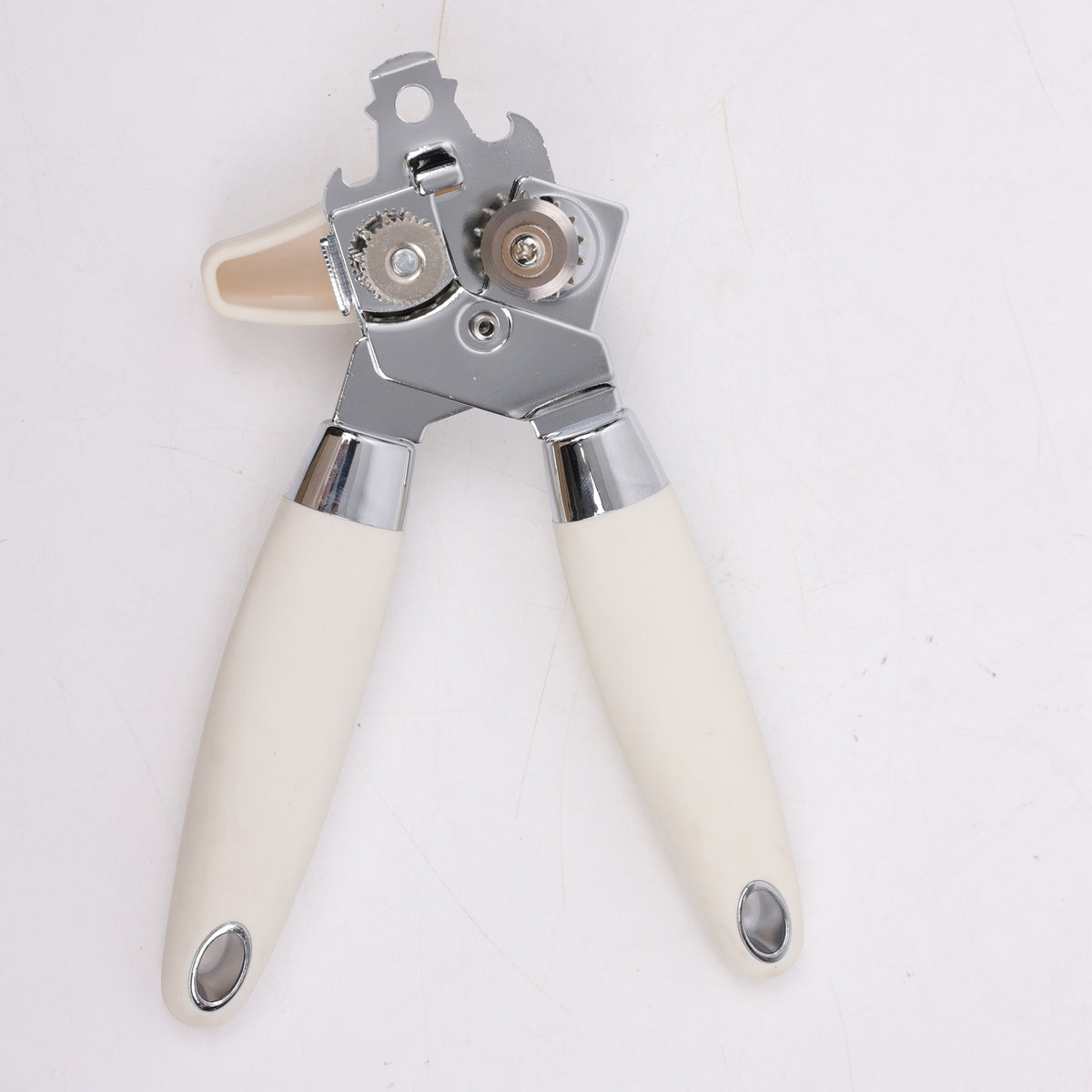 Manual Can Opener and Bottle Openers, Soft Comfortable Handles, Cloud Dancer