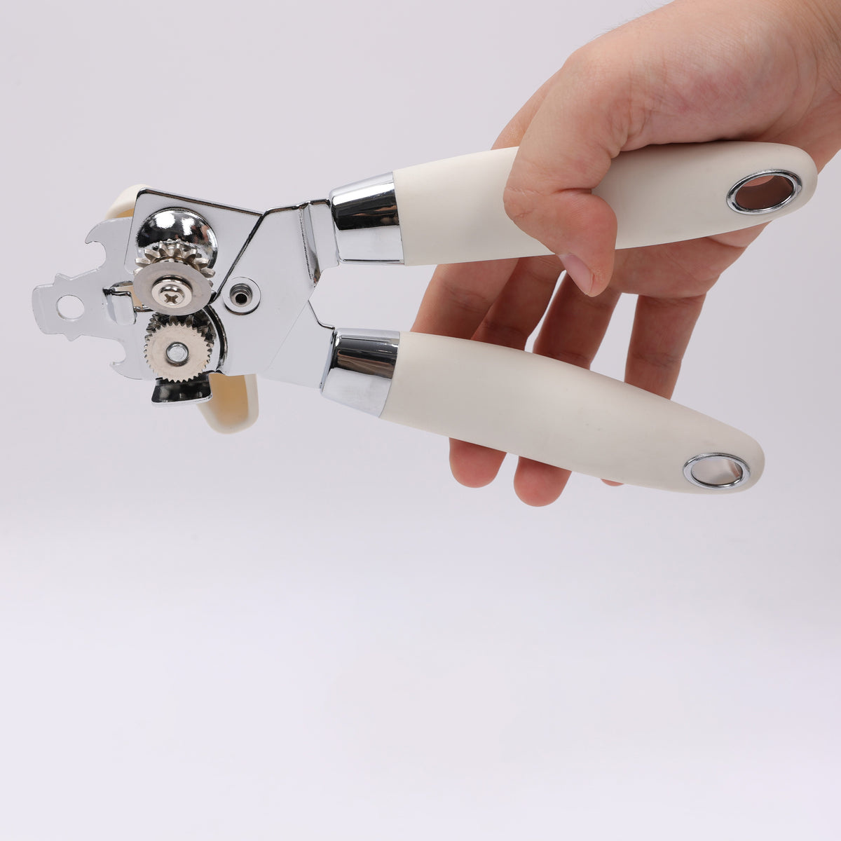 Manual Can Opener and Bottle Openers, Soft Comfortable Handles, Cloud Dancer
