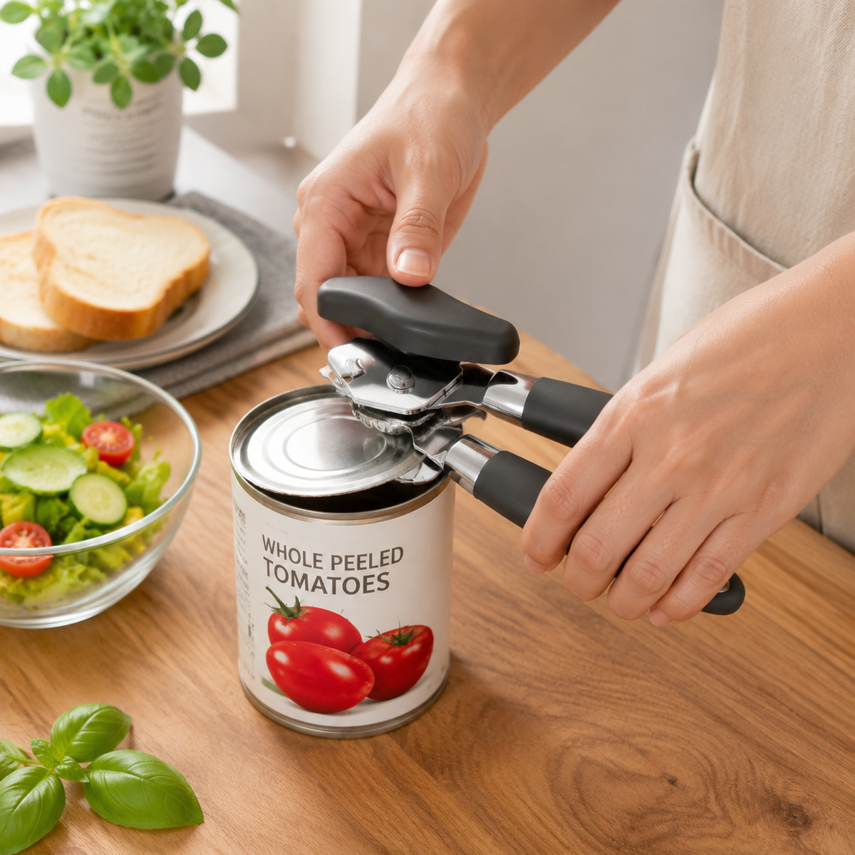 Manual Can Opener and Bottle Openers, Soft Comfortable Handles, Dark Grey