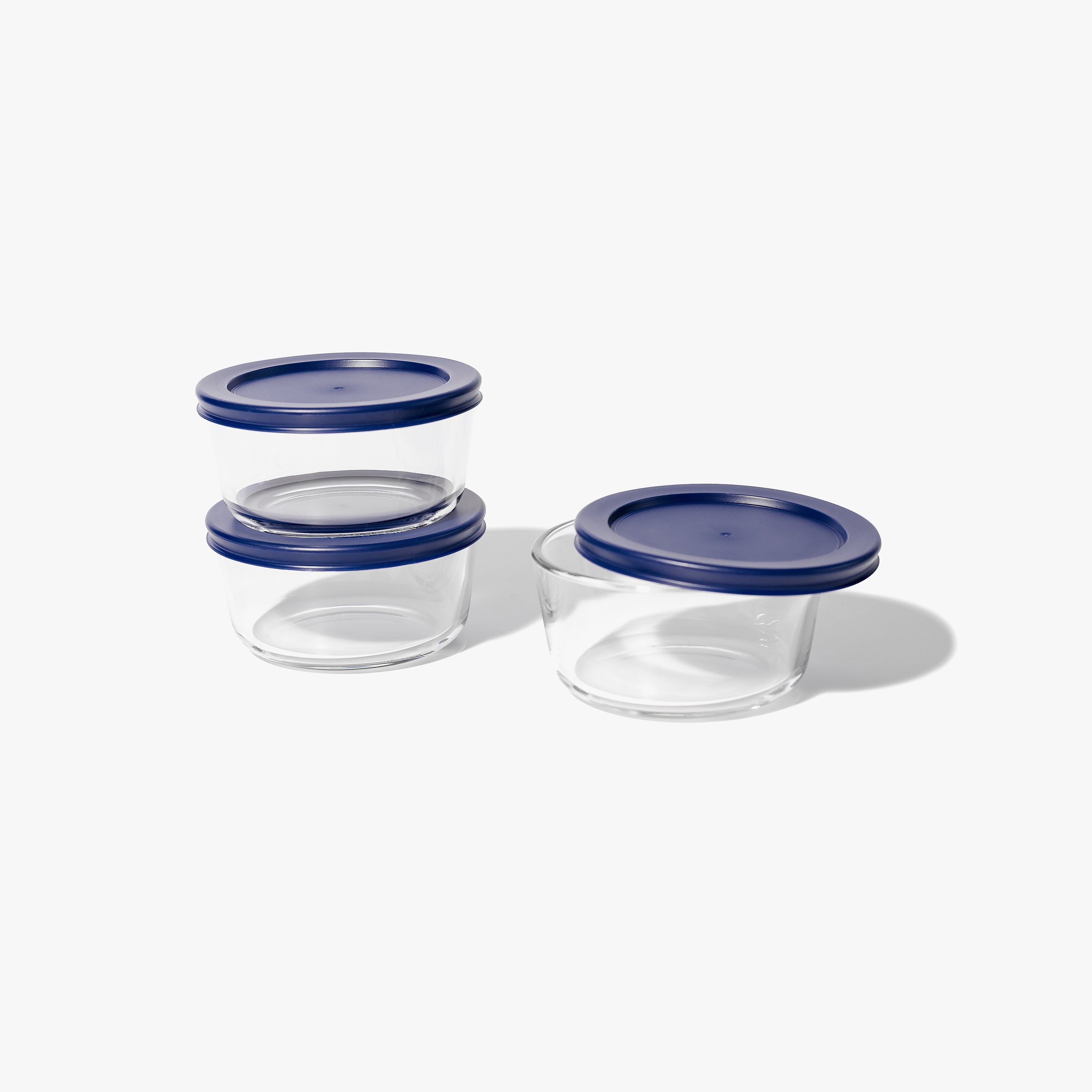 Glass Food Storage Containers - 6 Piece 2 Cup Set (3 Containers + 3 Lids)