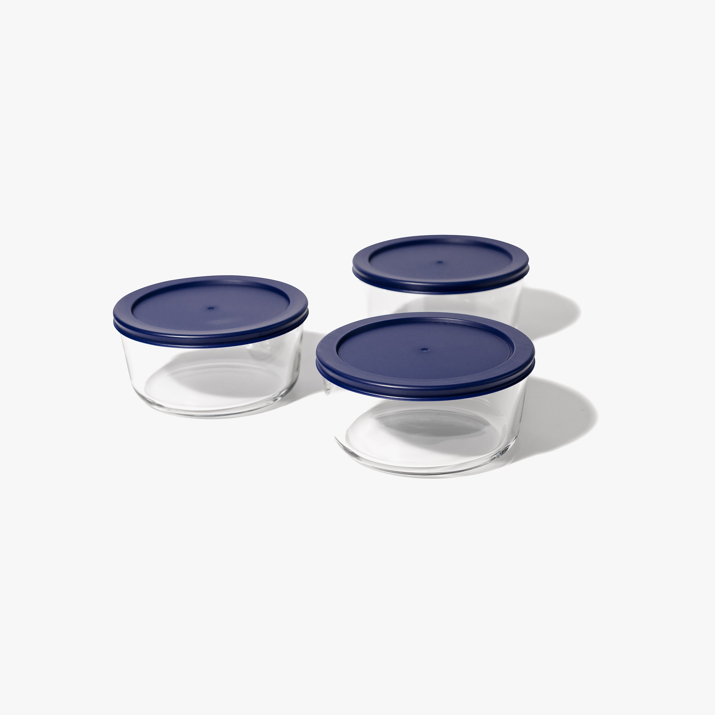 Glass Food Storage Containers - 6 Piece 4 Cup Set (3 Containers + 3 Lids) BPA-Free Lids