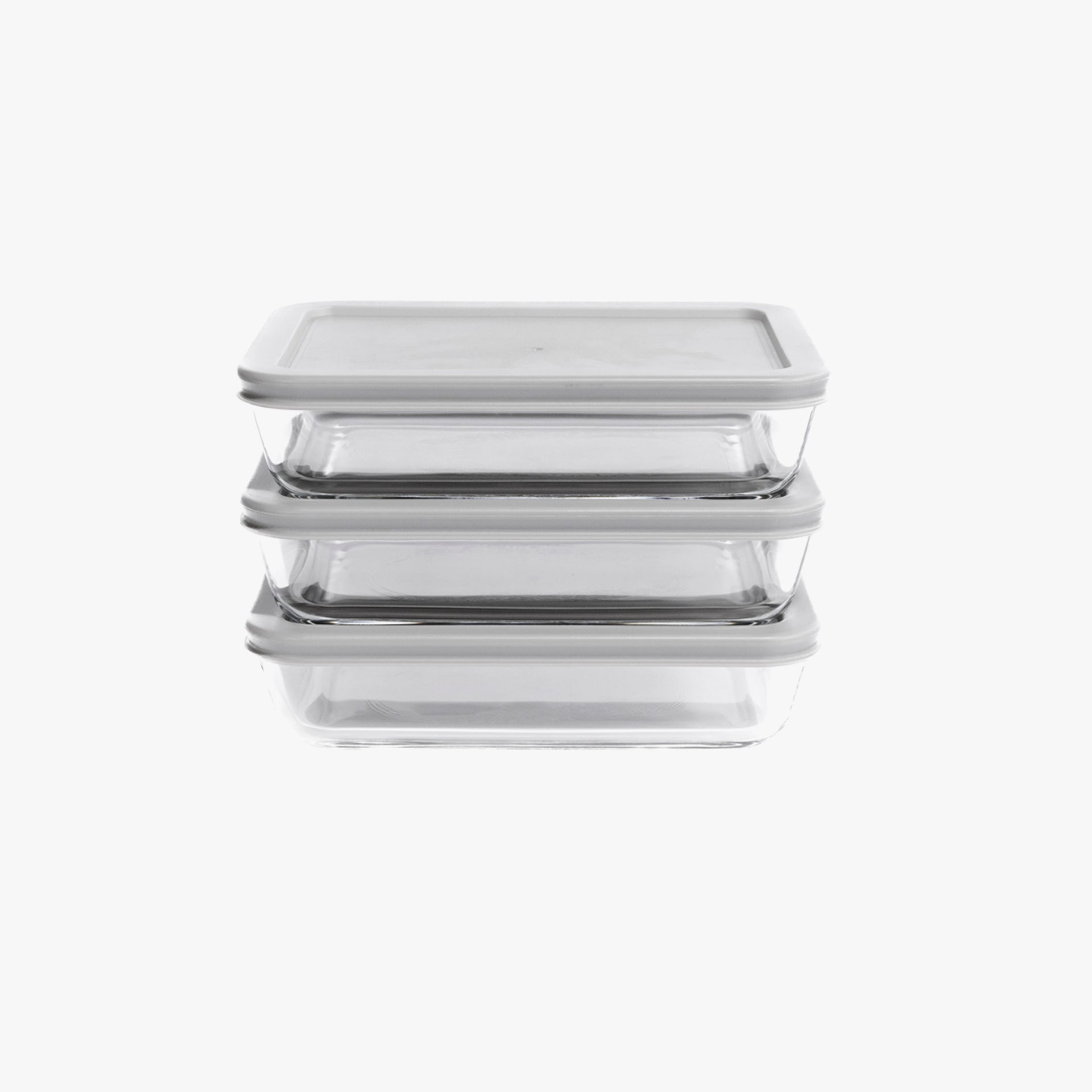 6-Pc Rectangular Glass Storage Set 3-Cup, Blue