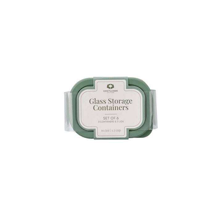 Container Culture 6-Piece Airtight Glass Food Storage Containers with Lids, 3 x 10.5oz - Soft Sage