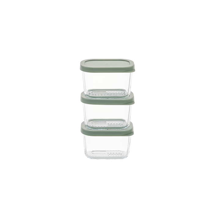 Container Culture 6-Piece Airtight Glass Food Storage Containers with Lids, 3 x 10.5oz - Soft Sage