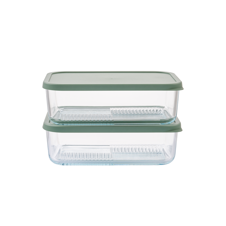 Container Culture 4-Piece Airtight Glass Food Storage Containers with Lids, 2 x 57.5oz - Soft Sage