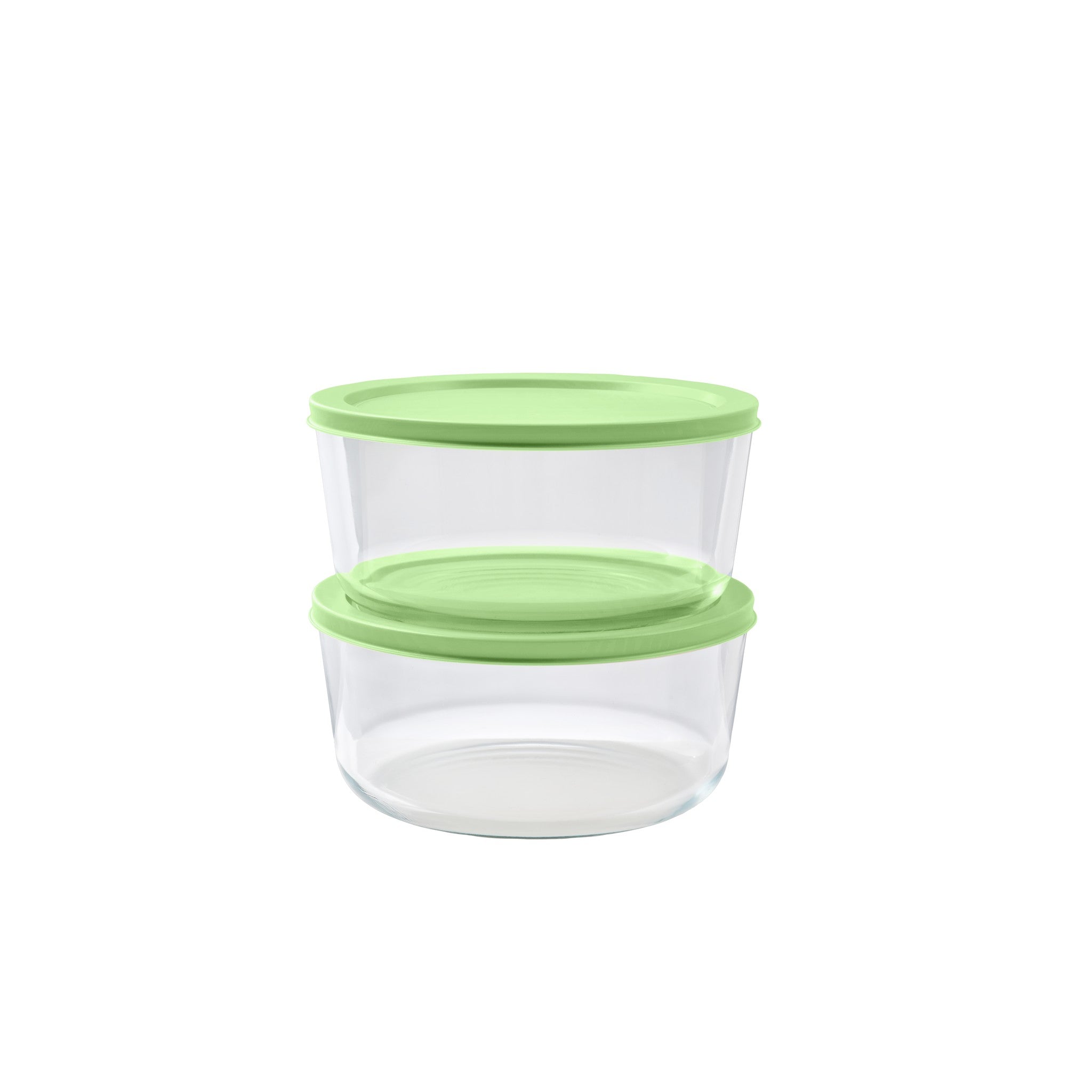 4 Piece Set (6.55 Cup / 52.4Oz) Round Glass Storage Containers With Lids, Pistachio – Main View – Dura Living