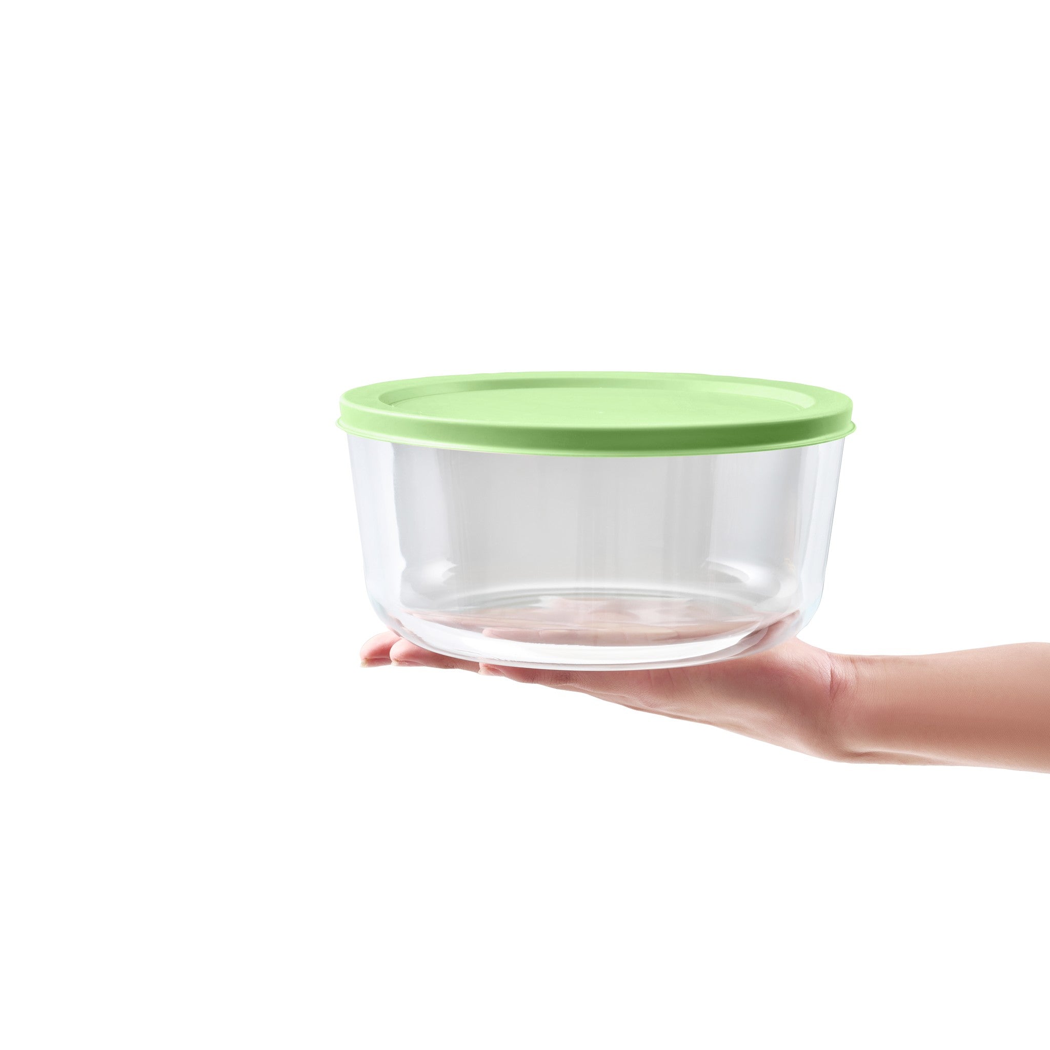 4 Piece Set (6.55 Cup / 52.4Oz) Round Glass Storage Containers With Lids, Pistachio – Lifestyle – Dura Living