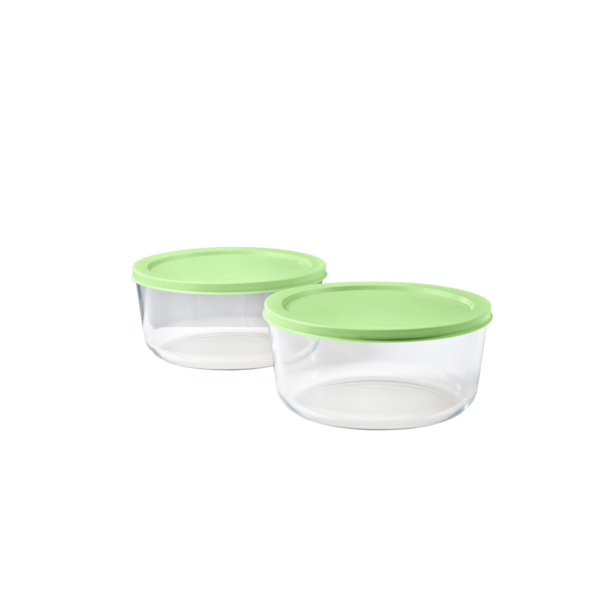4 Piece Set (6.55 Cup / 52.4Oz) Round Glass Storage Containers With Lids, Pistachio – Detail – Dura Living