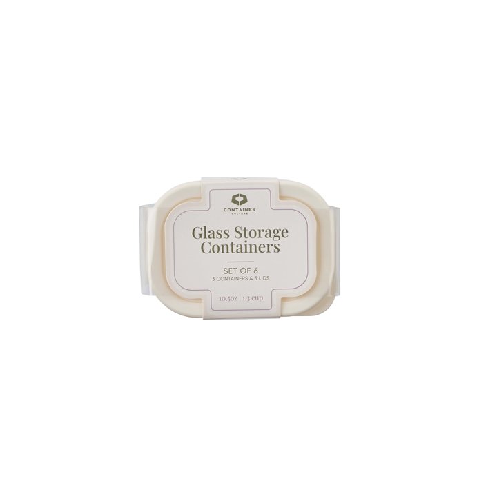 Container Culture 6-Piece Airtight Glass Food Storage Containers with Lids, 3 x 10.5oz - Vanilla Mist