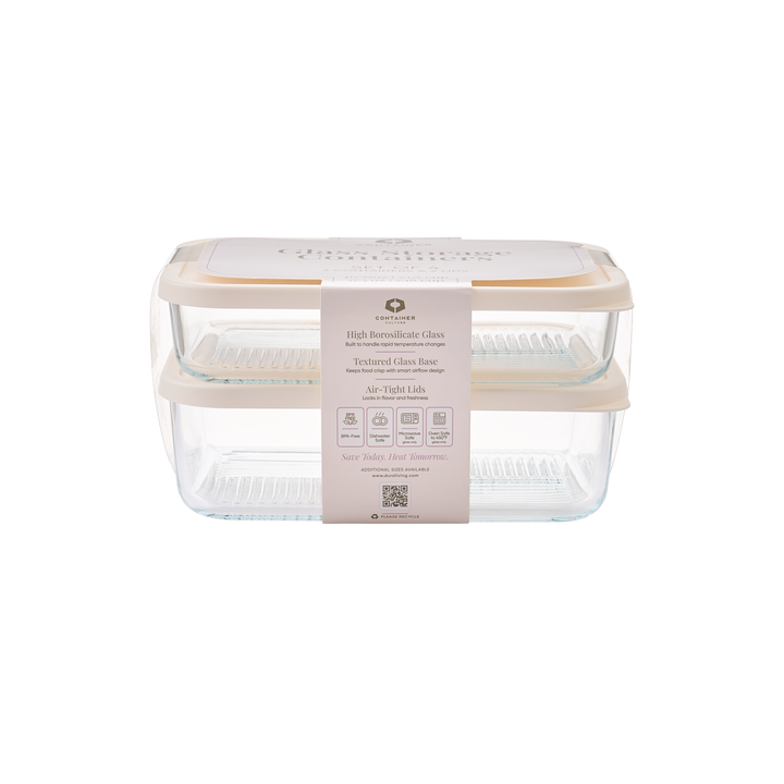 Container Culture 4-Piece Airtight Glass Food Storage Set with Lids, 40.57oz & 57.5oz Mixed Sizes - Vanilla Mist