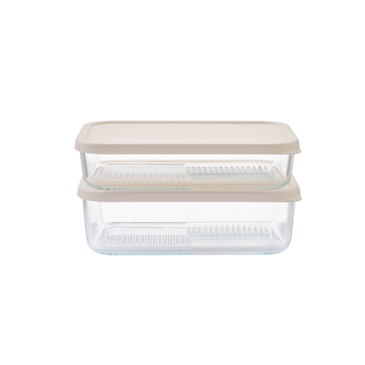 Container Culture 4-Piece Airtight Glass Food Storage Set with Lids, 40.57oz & 57.5oz Mixed Sizes - Vanilla Mist