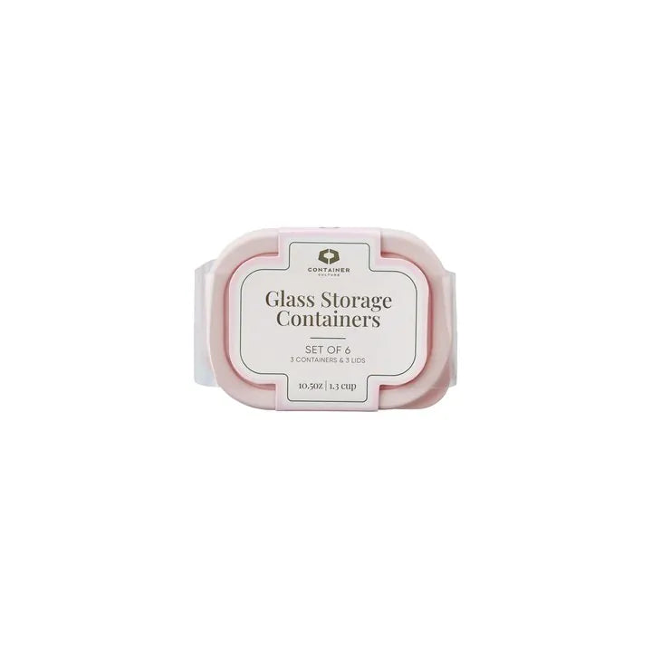 Container Culture 6-Piece Airtight Glass Food Storage Containers with Lids, 3 x 10.5oz - Berry Blush