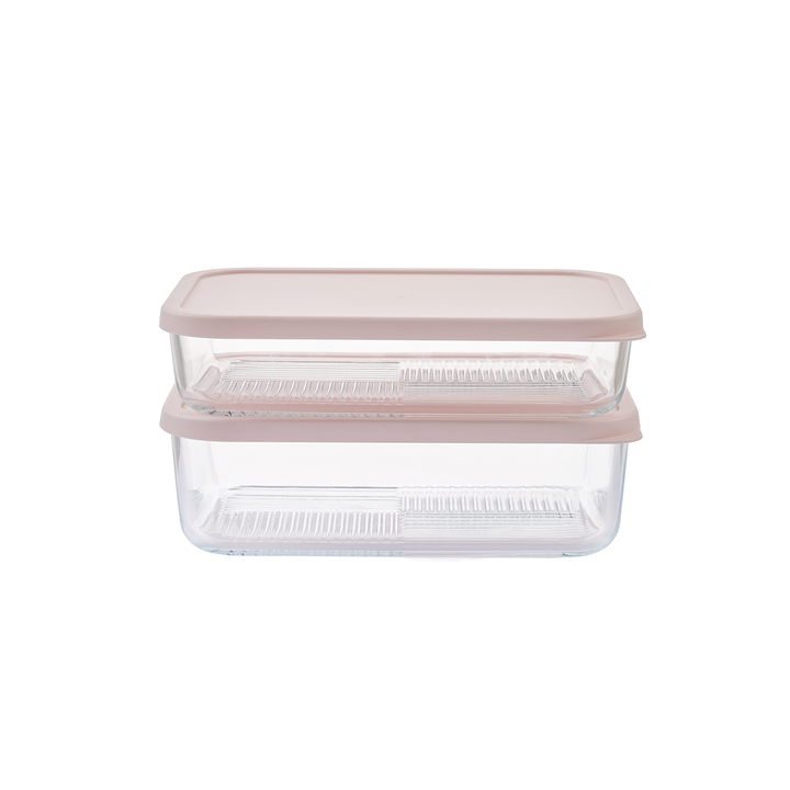Container Culture 4-Piece Airtight Glass Food Storage Set with Lids, 40.57oz & 57.5oz Mixed Sizes - Berry Blush