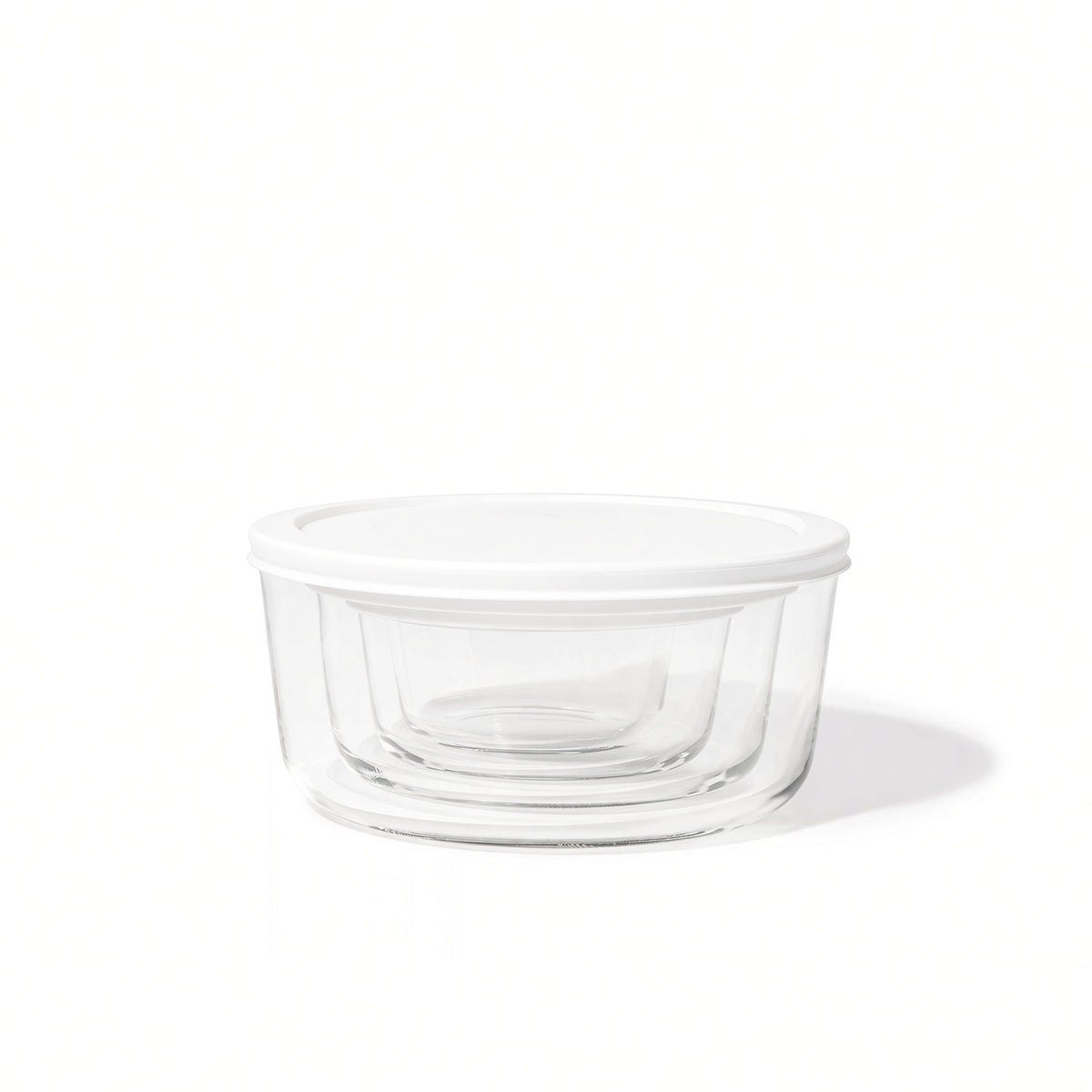 8 Piece Set (4 Containers + 4 Lids) Round Nesting Glass Storage Containers, White