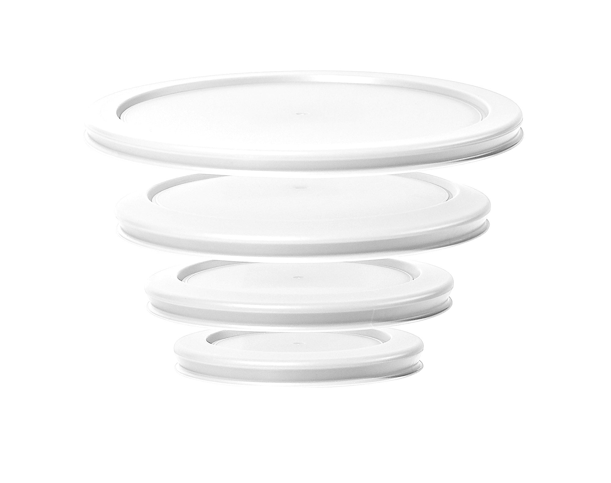 8 Piece Set (4 Containers + 4 Lids) Round Nesting Glass Storage Containers, White