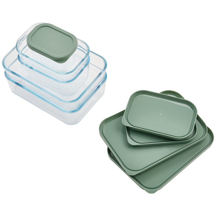 Container Culture 4-Piece Airtight Glass Food Storage Containers with Lids, 2 x 57.5oz - Soft Sage