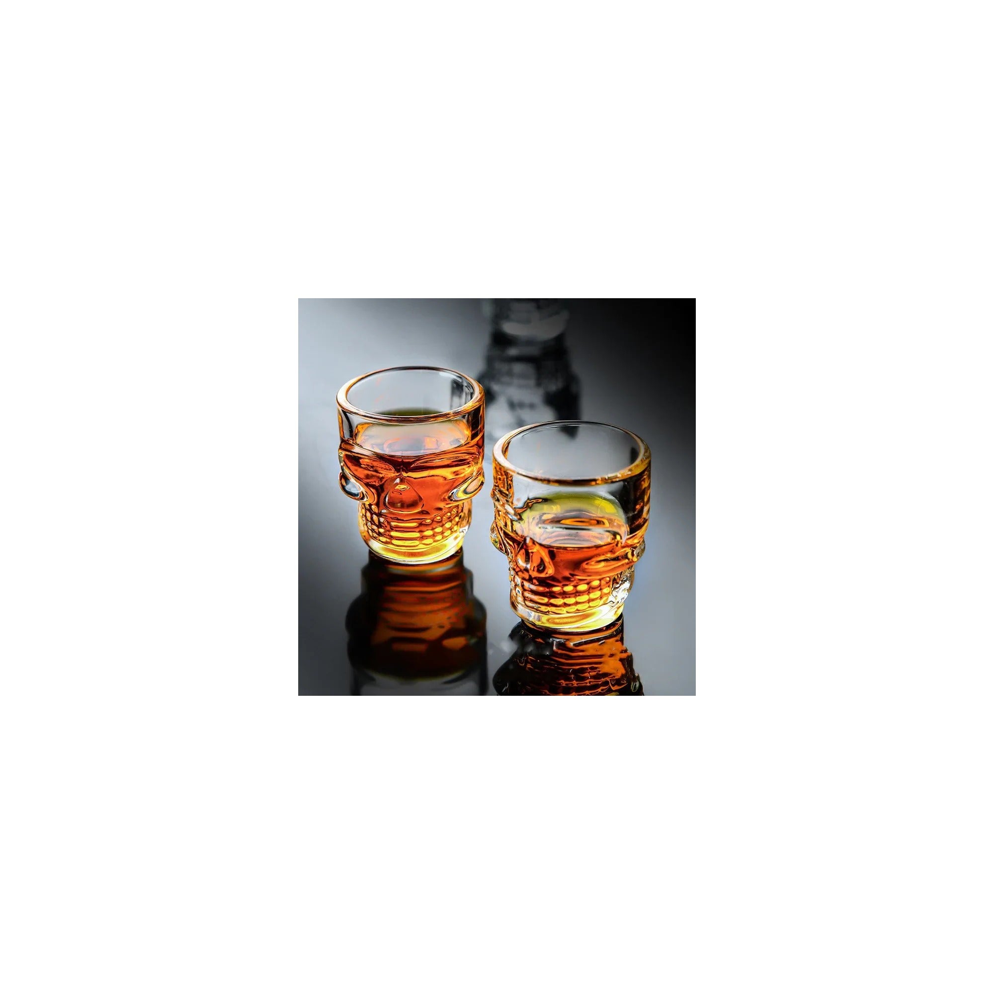 Set of 6 Skull Shot Glasses – 1.75 oz Glass Novelty Drinkware for Halloween Parties, Cocktail Bars & Home Decor, – Full Set – Dura Living