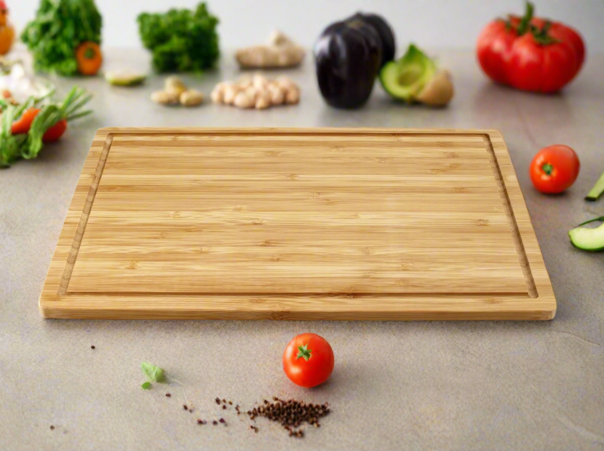 Bamboo Wood Cutting Board: Large – (17.72” x 11.81”)  Durable, Eco-Friendly Chopping Board