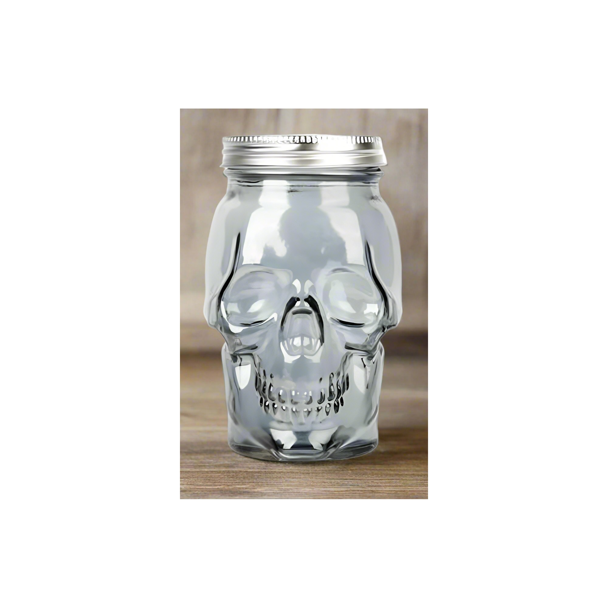 Skull Mason Jar with Lid, 4-Piece Set (2 skull Mason Jars & 2 Lids) 16oz, Smoke – Full Set – Dura Living