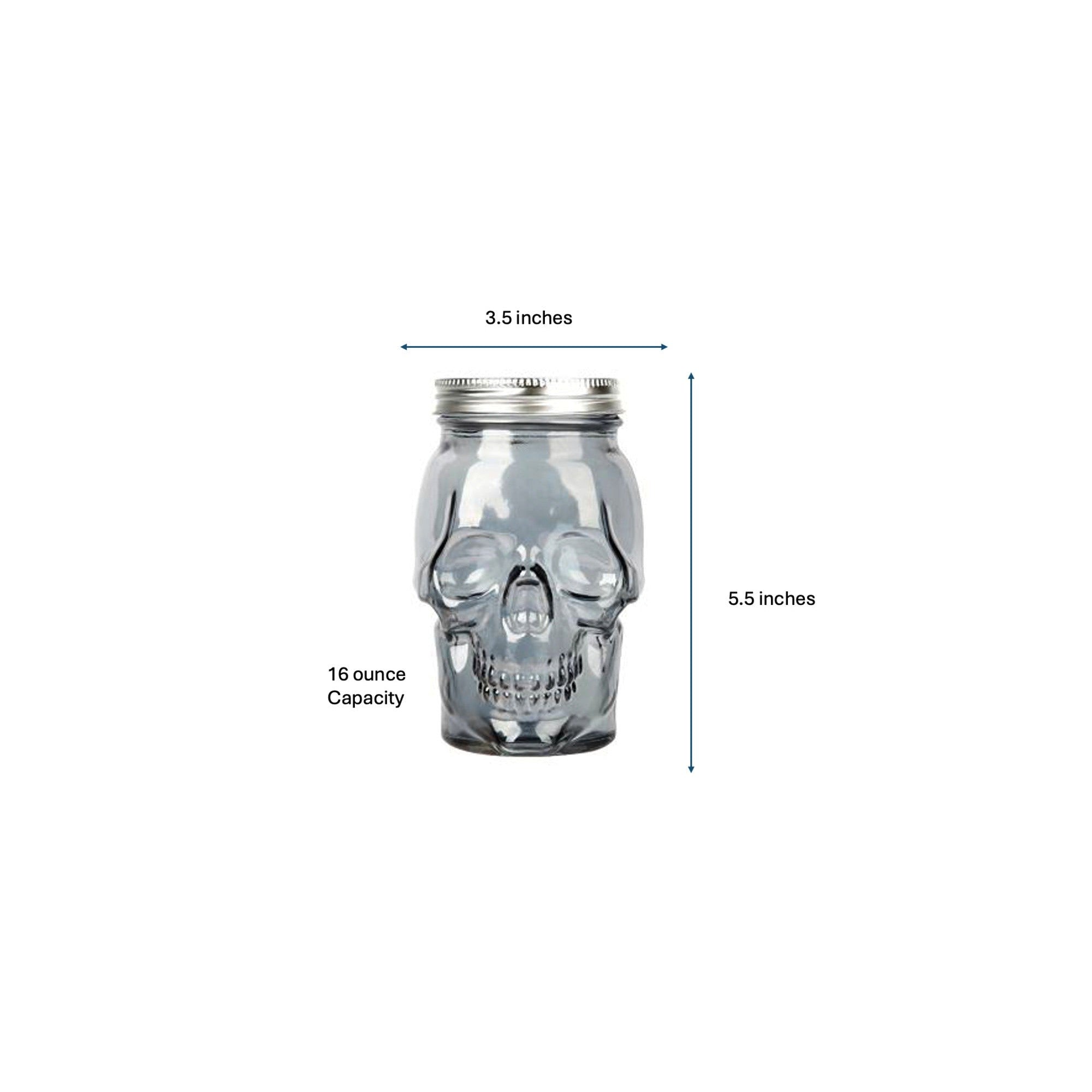Skull Mason Jar with Lid, 4-Piece Set (2 skull Mason Jars & 2 Lids) 16oz, Smoke – Packaging – Dura Living