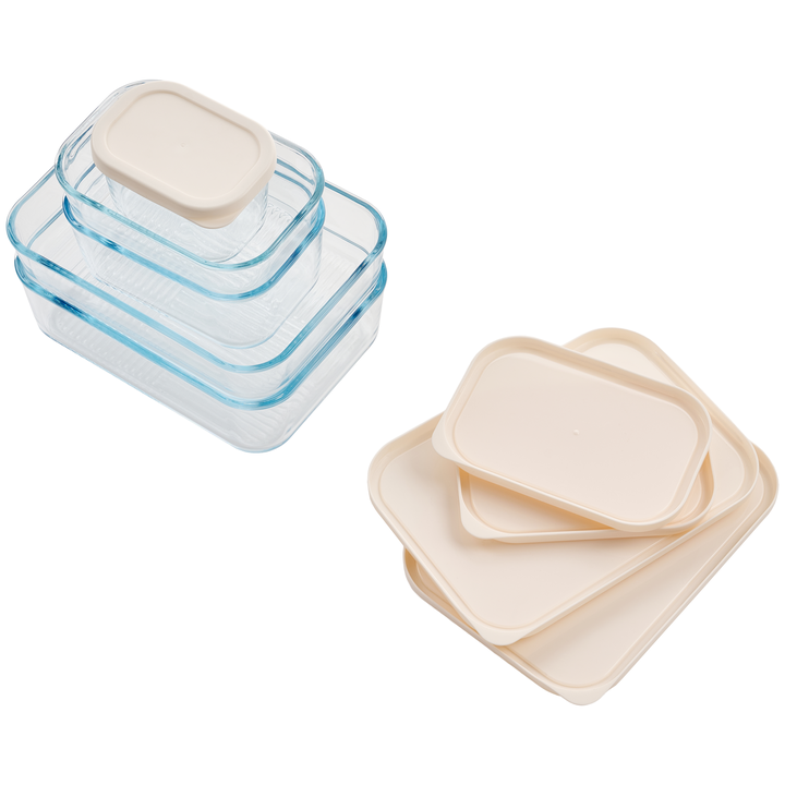 Container Culture 6-Piece Airtight Glass Food Storage Containers with Lids, 3 x 25.4oz - Vanilla Mist