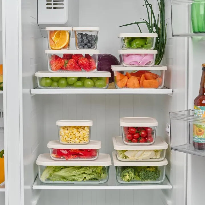 Container Culture 12-Piece Airtight Glass Food Storage Containers with Lids, 6 x 17.6oz - Vanilla Mist
