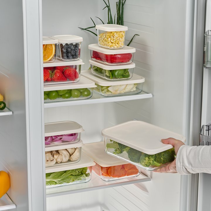 Container Culture 6-Piece Airtight Glass Food Storage Set with Lids, 25.35oz & 40.57oz Mixed Sizes - Vanilla Mist