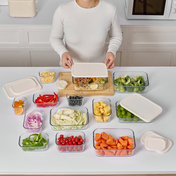 Container Culture 6-Piece Airtight Glass Food Storage Containers with Lids, 3 x 10.5oz - Vanilla Mist