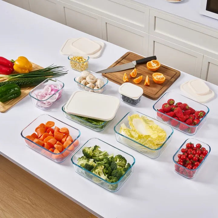 Container Culture 12-Piece Airtight Glass Food Storage Containers with Lids, 6 x 25.4oz - Vanilla Mist