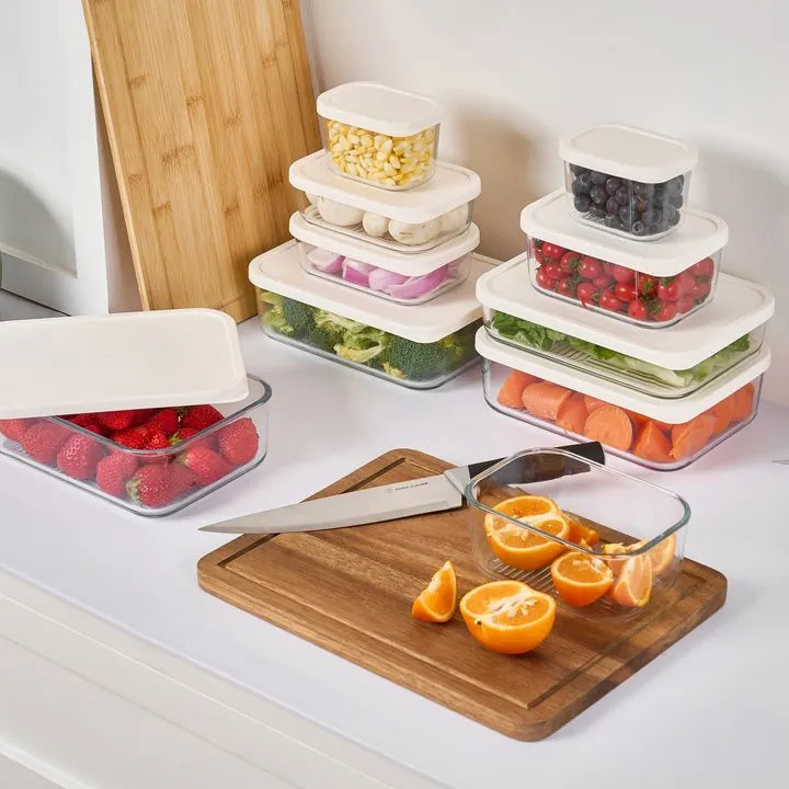 Container Culture 8-Piece Airtight Glass Food Storage Set with Lids, 40.57oz & 57.5oz Mixed Sizes - Vanilla Mist