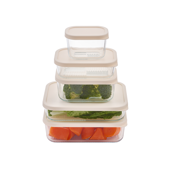Container Culture 6-Piece Airtight Glass Food Storage Containers with Lids, 3 x 25.4oz - Vanilla Mist