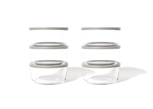 Glass Food Storage Containers - 12 Piece 4 Cup Set (6 Containers + 6 Lids) BPA-Free Lids