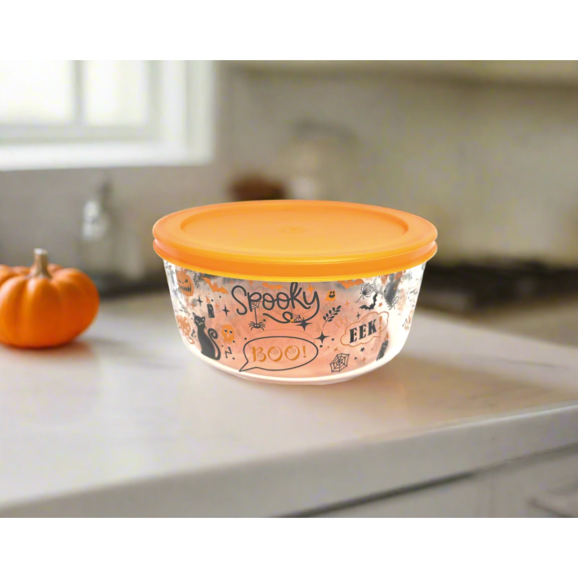 Dura Living Halloween Glass Food Storage Containers - 4 Piece 4 Cup Set (2 Containers + 2 Lids) – Full Set – Dura Living