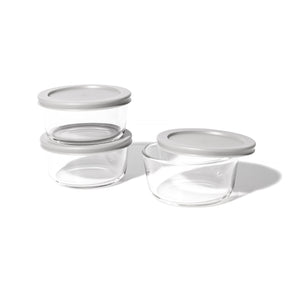 Glass Food Storage Containers - 6 Piece 2 Cup Set (3 Containers + 3 Lids)