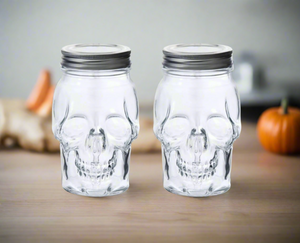 Dura Living Skull Mason Jar with Lid-16 oz Clear 2-Pack