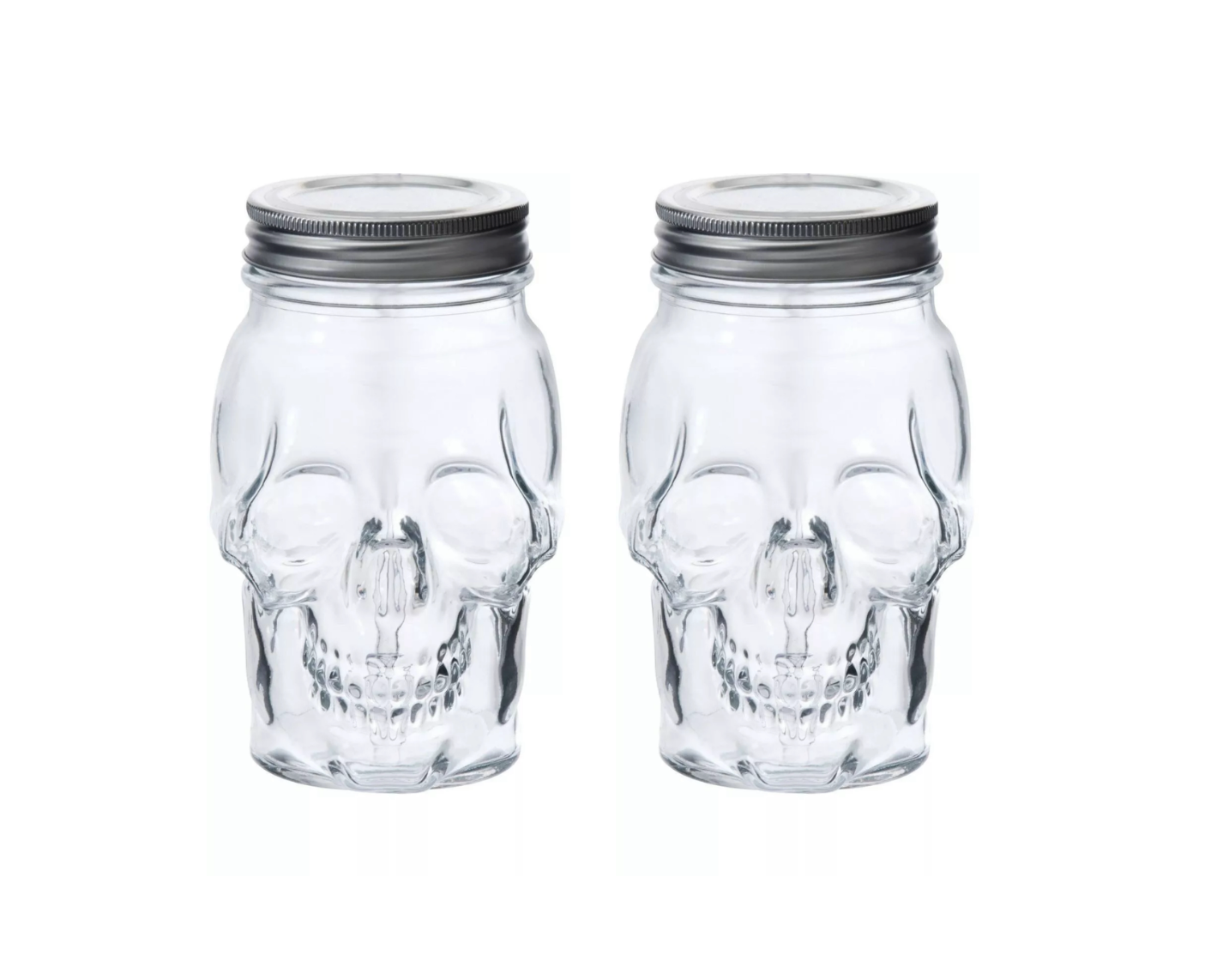 Dura Living Skull Mason Jar with Lid-16 oz Clear 2-Pack