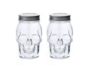 Dura Living Skull Mason Jar with Lid-16 oz Clear 2-Pack