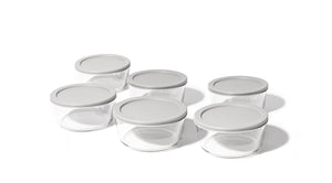 Glass Food Storage Containers - 12 Piece 2 Cup Set (6 Containers + 6 Lids)