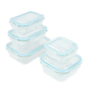 10-Piece Glass Food Storage Containers with Airtight Locking Lids (5 Containers + 5 Lids)